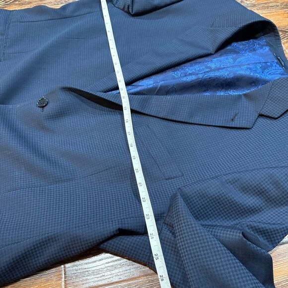 100%‎ Wool Turnbury 48R Navy Blue Checkered 48 R Blazer Jacket 2 Button Coat - Picture 6 of 8